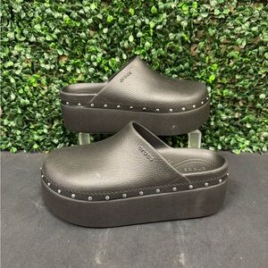 CROCS Black Platform Mules